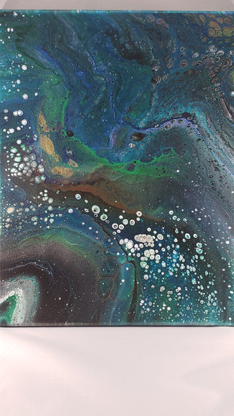 Rising Bubbles-  Acrylic Pour on Canvas