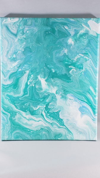 Kinda Aqua - Acrylic Pour on Canvas