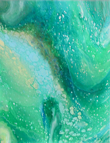 Envious Green- Acrylic Pour on Canvas